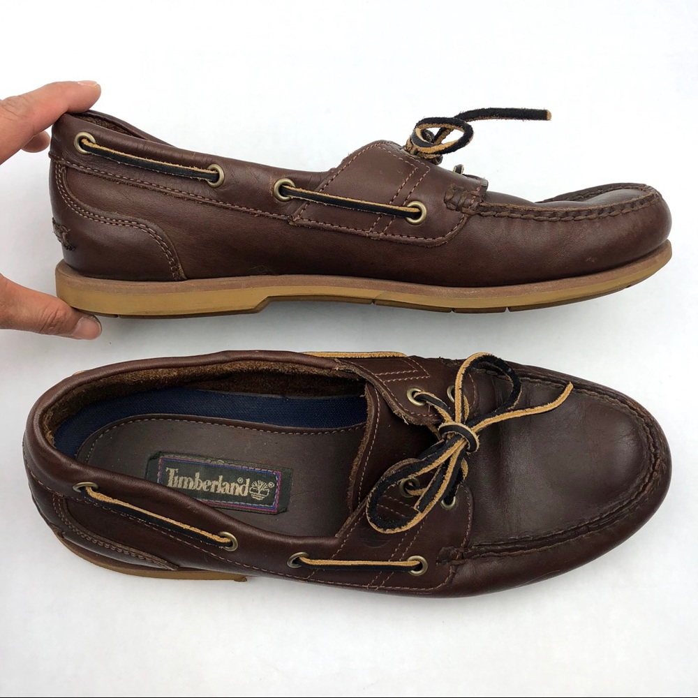 TIMBERLAND Brown Leather Slip-on Boat Shoes